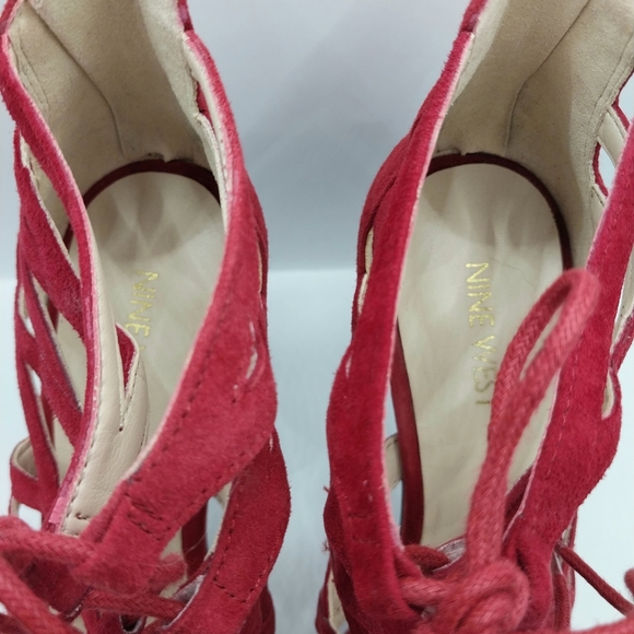 Nine West Red Suede authority Lace Pumps 8.5 - Picture 5 of 8